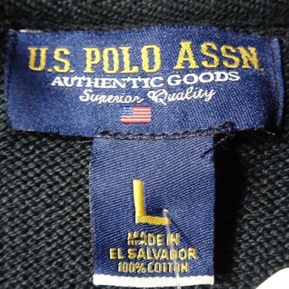 NWT US Polo Assn  Black 1/4 Zip Long Sleeve Sweater Large NEW - Picture 4 of 7